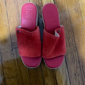 Frye Red Suede Mules - Women's